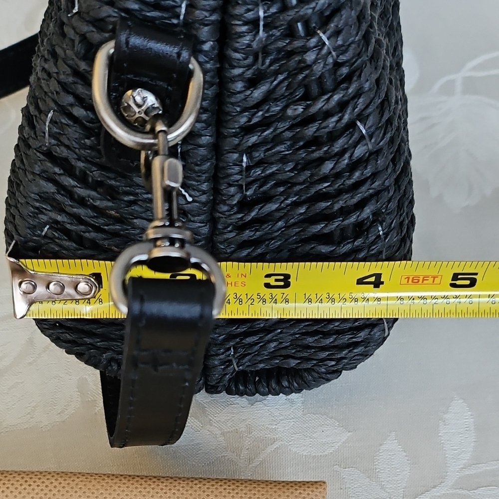 Patricia Nash Black Straw Shoulder Bag with Leather Accents - Picture 9 of 9
